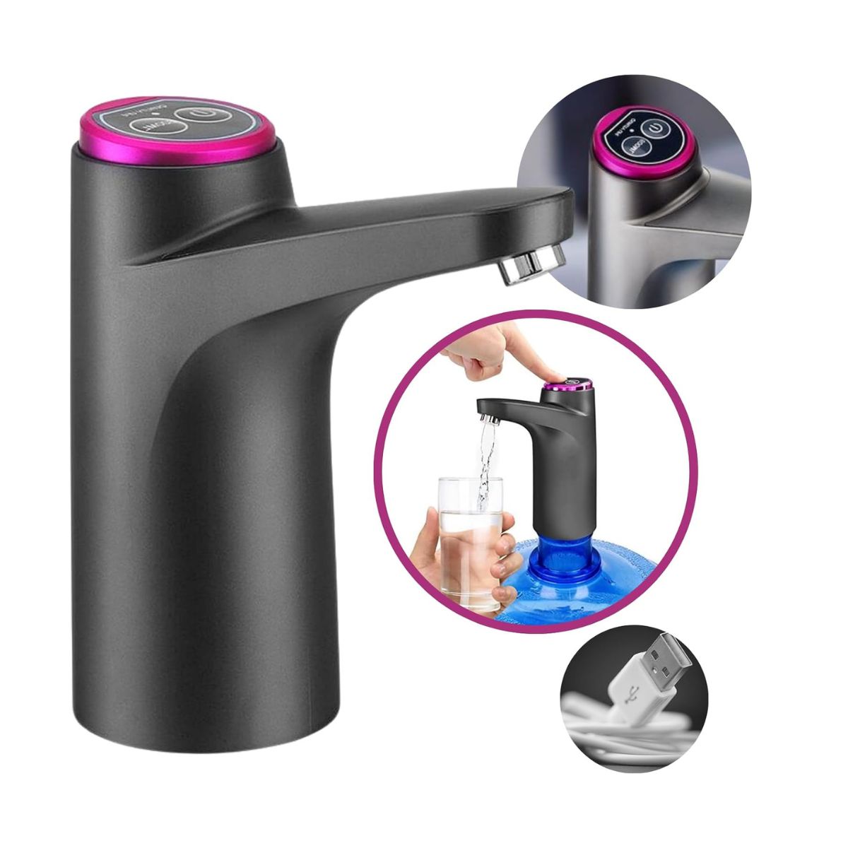 Bomba Elétrica Inteligente De Água Recarregável Usb Galões Bomba Elétrica Inteligente De Água Recarregável Usb Galões